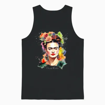 Frida Kahlo - Damen T-Shirt Schwarz V-Ausschnitt Kurzarm Small Eu 16.5 Unisex Tank Top - Black