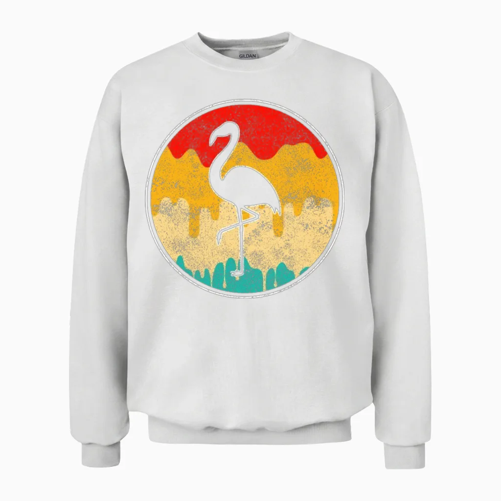 Flamingo Retro Unisex Sweatshirt in White