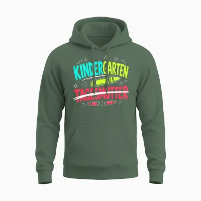 Hallo Kindergarten Tschüss Tagesmutter Kindergartenkind Unisex Hoodie - Military Green