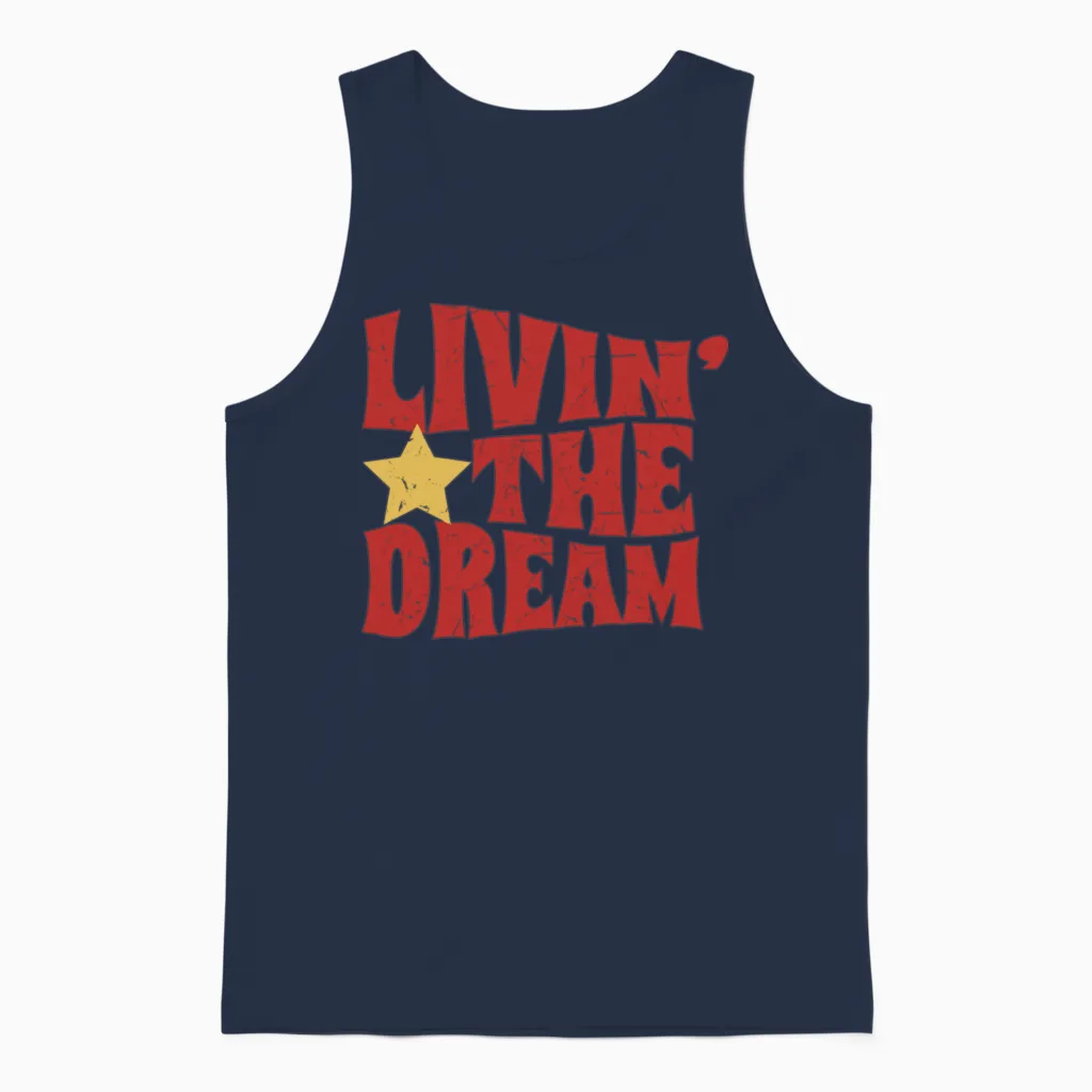 Livin the Dream Funny Unisex Tank Top in Navy