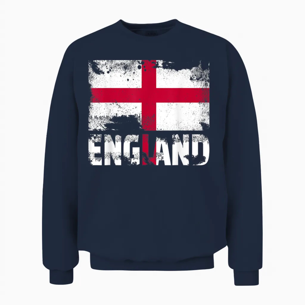 England Flagge Vintage Used-Englisch-Grunge Travel Unisex Sweatshirt in Navy
