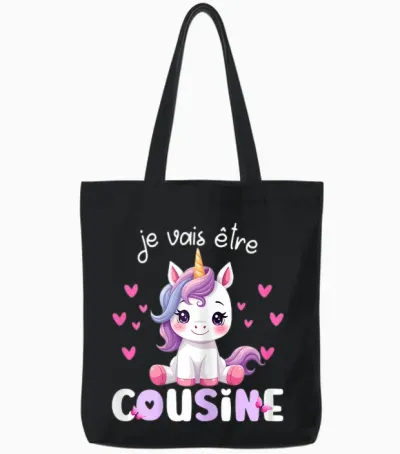 I Will Be Cousin Unicorn Announcement Pregnancy Cousin T-Shirt, Black, Female X-Small Tote Bags - Black