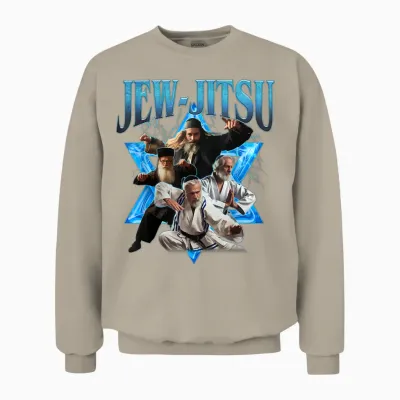 Jew Jitsu Karate Funny Hanukkah Jiu Jitsu Martial Arts Unisex Sweatshirt - Sand