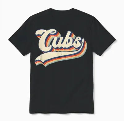 Cubs Sports Name Vintage Retro Gift Men Women Boy Girl Unisex T-Shirt - Black