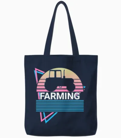 Farming Retro Farmer Tote Bags - Navy