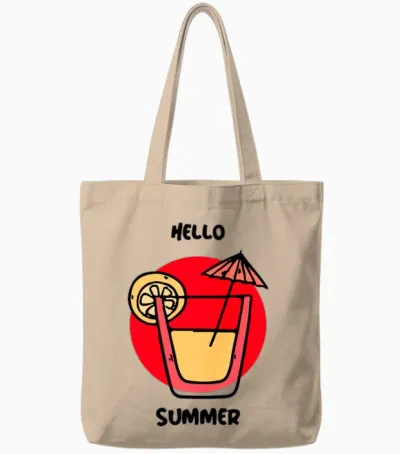 Hello Summer Tote Bags - Natural