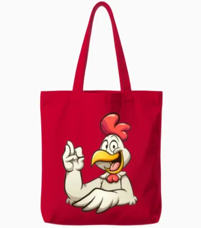 Funny Chicken Design Tote Bags - Red