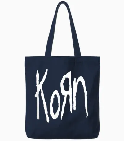 Korn Logo T-Shirt, Black, S Tote Bags - Navy