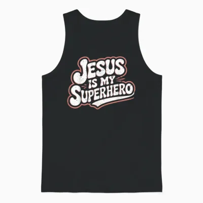 Girls Jesus Is My Superhero Christian Toddler Sister God Mom Unisex Tank Top - Black