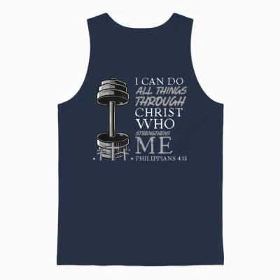 Can Do All Things Weightlifter Christian Gym Bible Verse Unisex Tank Top - Navy