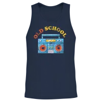 Old School Ghettoblaster Retro Unisex Tank Top - Navy – 2