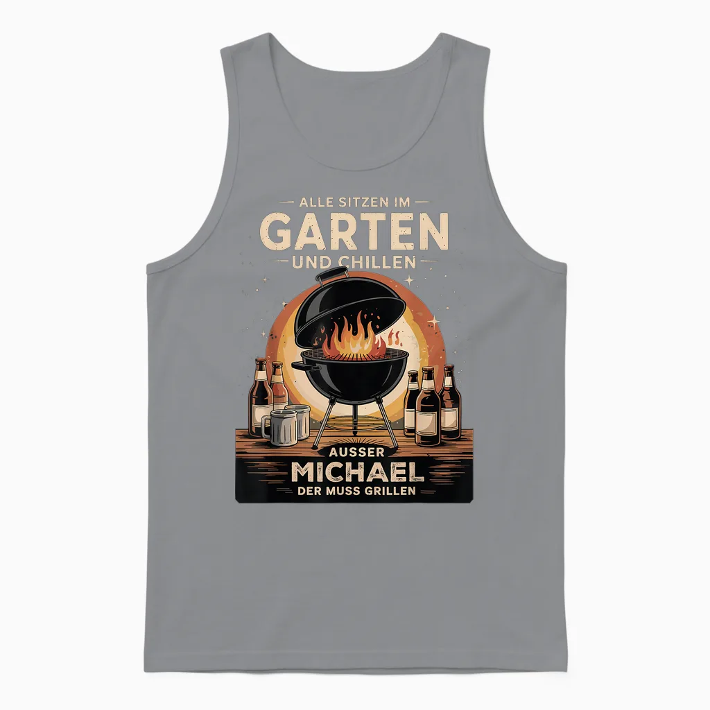 Michael Muss Grillen Lustiger Grillmeister Spruch Unisex Tank Top in Sport Grey