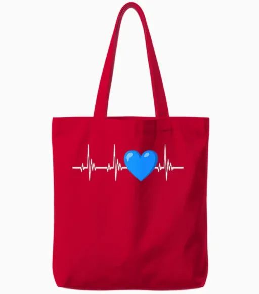 Anti Green T-Shirt Blue Instead of Green Heartbeat Anti Green, Black Tote Bags - Red
