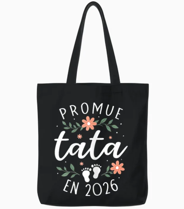 Promoted Tata 2026 - Announcement Pregnancy Sister Future Auntie Tote Bags in Black