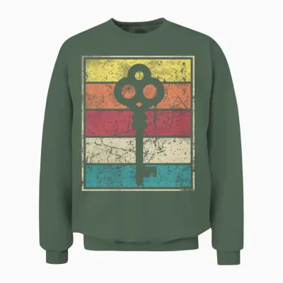 Key Retro Vintage Retro Stripes Unisex Sweatshirt - Military Green