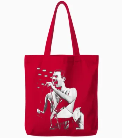 Freddie Mercury Du Groupe Queen Live the Works Tournée 1984 Tote Bags - Red