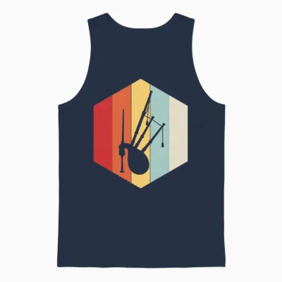Retro Bagpipe Silhouette Unisex Tank Top - Navy