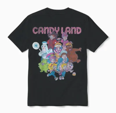 Candy Land Retro Game Characters Group Shot Logo Unisex T-Shirt - Black