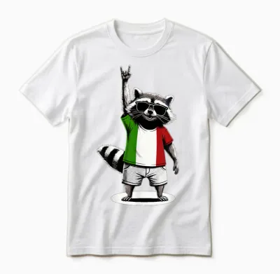 Drapeau Italien Drôle De Raton Laveur Italie Unisex T-Shirt - White