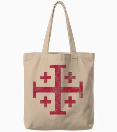 Knight's Templar Jerusalem Cross Kingdom Of Tote Bags - Natural