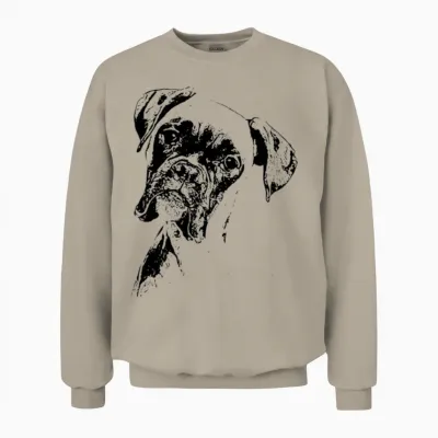 Boxer Dog Face Product - Dog Lovers Boxer Dog Unisex Sweatshirt - Sand