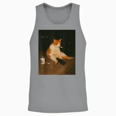 Funny Cigarette Kitten Smoking Stupid Cat Meme Brainrot Unisex Tank Top - Sport Grey