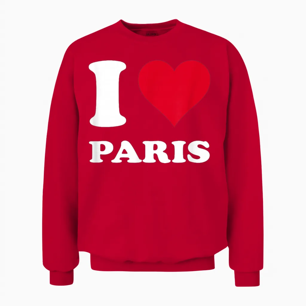 Red Heart "ich Liebe Paris" T-Shirt, Black, S Unisex Sweatshirt in Red