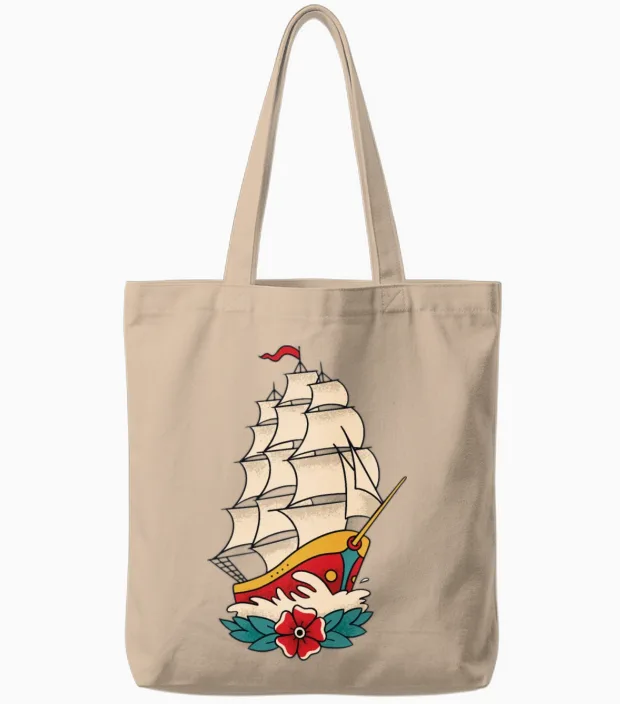 Old Retro Boat Sailing Old Retro Boat Sailing Insp Tote Bags - Natural