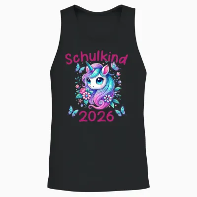 Kinder Mädchen Einhorn Schulanfang Schulkind 2026 Unisex Tank Top - Black