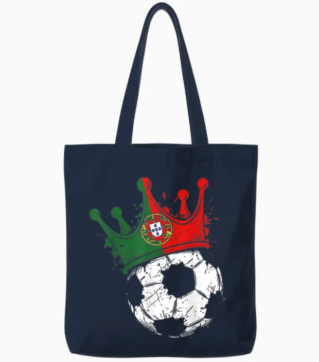 Portuguese Flag Fantasy Portugal Tote Bags in Navy