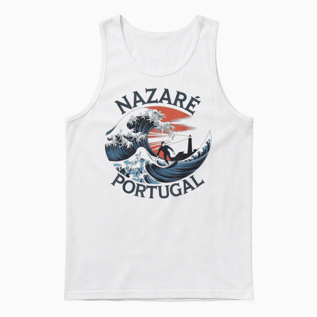 Nazaré Surfing Unisex Tank Top in White
