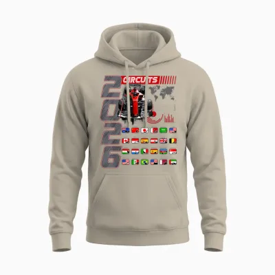 Racing Car Calendar 2026 Racing Schedules Places Unisex Hoodie - Sand