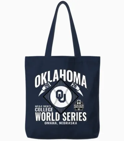 Oklahoma Sooners College World Series 2026 Cws Baseball Tote Bags - Navy