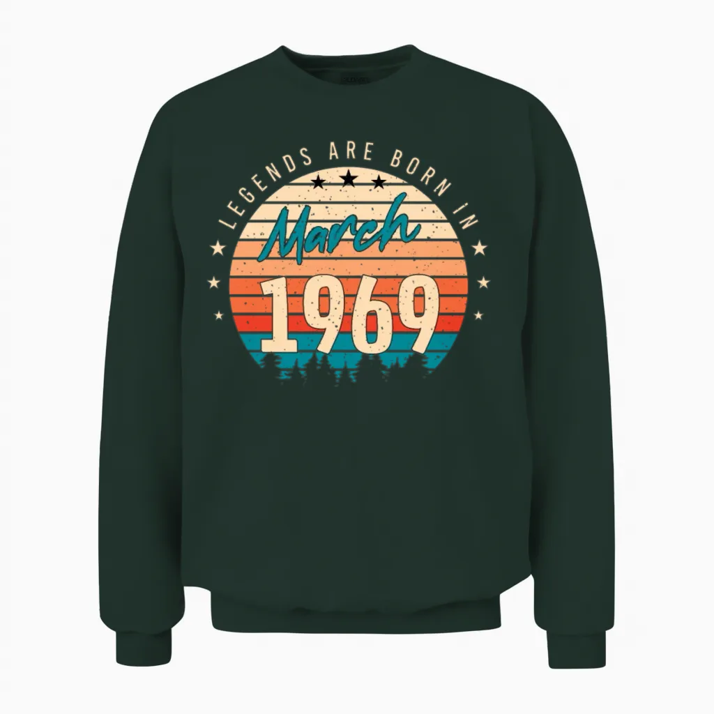 1969 in March Retro Unisex Sweatshirt - Forest