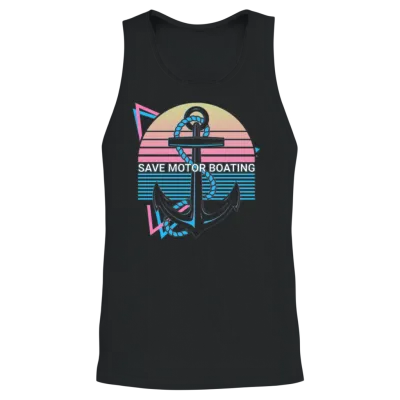 Funny Boating Retro Unisex Tank Top - Black
