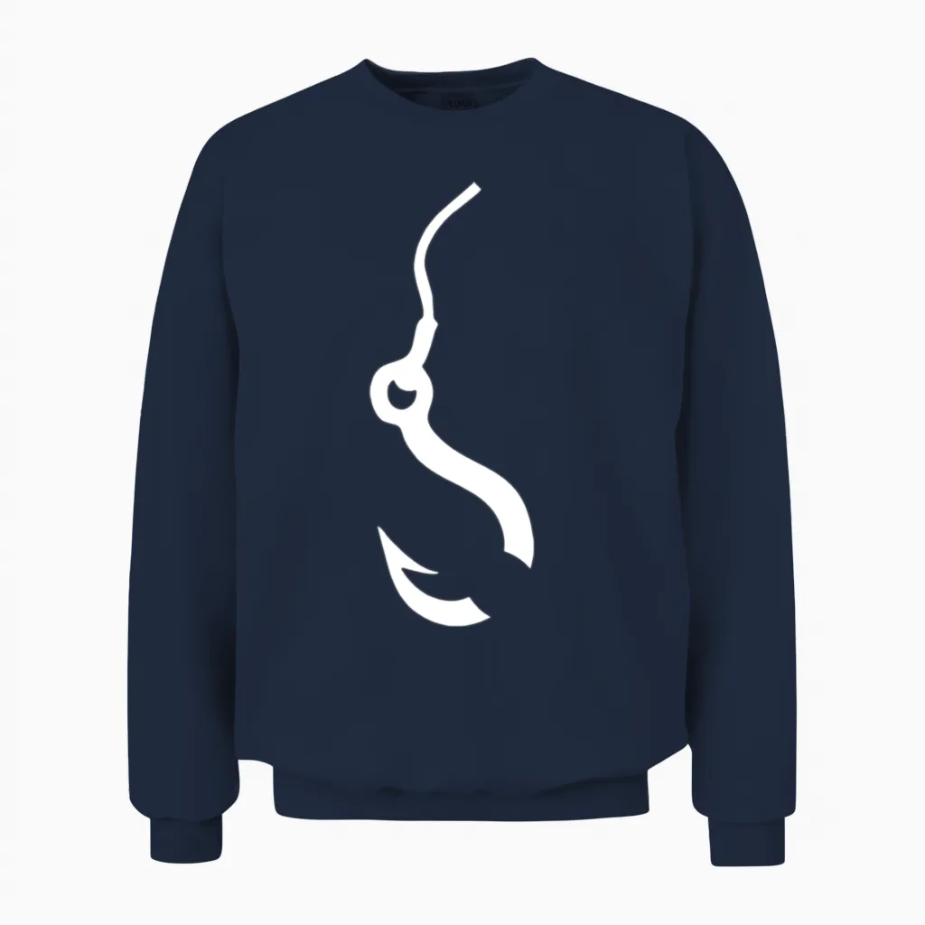 Fishing Hook Funny Unisex Sweatshirt in Navy
