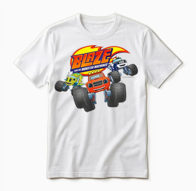 Children's Blaze - the Monster Machines T-Shirt, Black, S Unisex T-Shirt in White