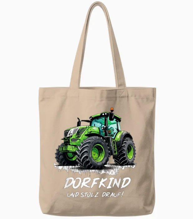 Dorfkind Traktor Design Landwirt & Bauern Trecker Geschenk Tote Bags in Natural