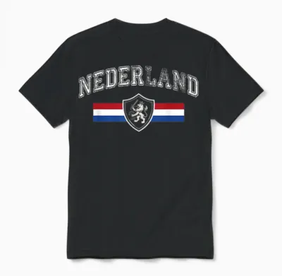 Nederland Netherlands Lion Holland Vintage Orange Unisex T-Shirt - Black