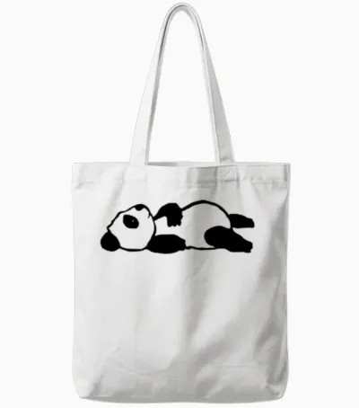 Cute Lying Panda Bear Tote Bags - White