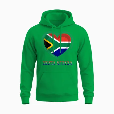 Drapeau Afrique Du Sud Cœur Rustique Pride Art Graphic Unisex Hoodie - Irish Green