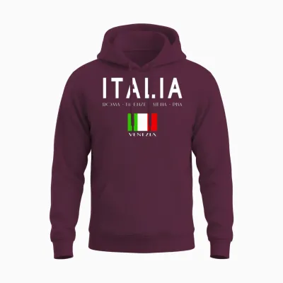 Italia Venezia White Unisex Hoodie - Maroon