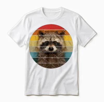 Retro Vintage Raccoon Sunset Baby Waschbär Geschenk Unisex T-Shirt - White