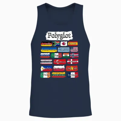 International Curse Words Grumpy Unisex Tank Top - Navy
