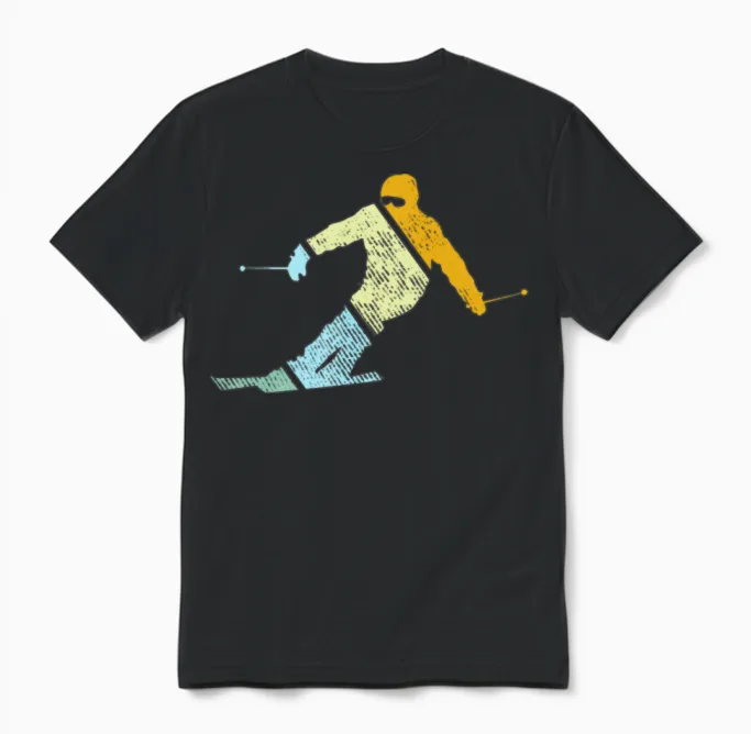 Ski Retro Unisex T-Shirt in Black