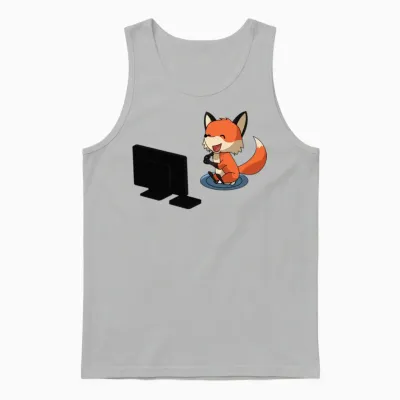 Fox Playing Playstation Unisex Tank Top - Ash