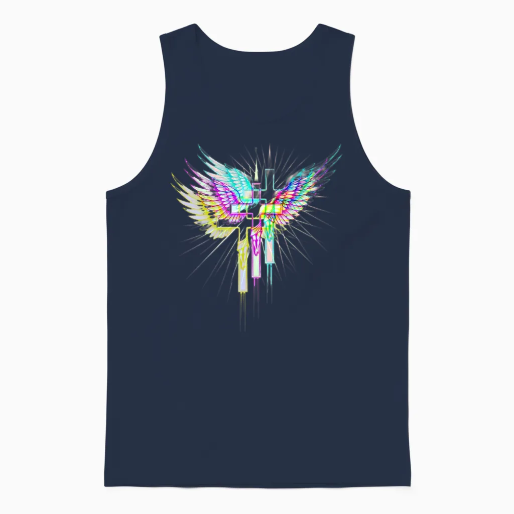 Christian Unisex Clothes Holy Cross Design Unisex Tank Top in Navy