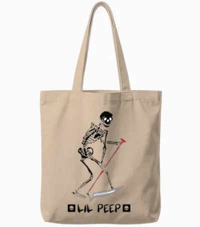 Lil Peep Schemaposse Skeleton Tote Bags - Natural