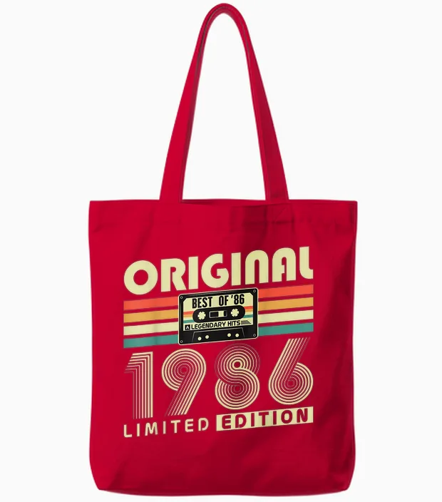 Original 1986 Vintage Cadeau Anniversaire 40 Ans Homme Femme Tote Bags in Red