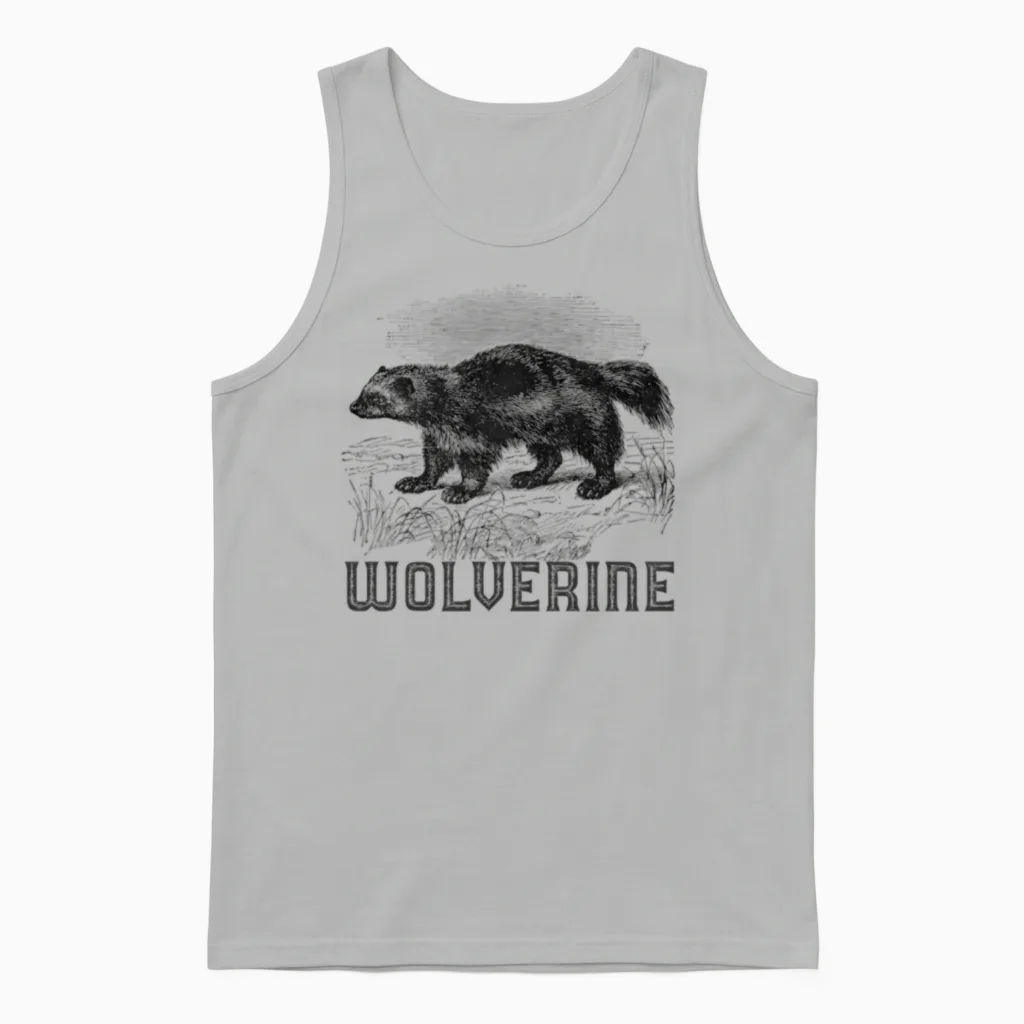 Wolverine Wild Animal Unk Bear Mammal Habitat Unisex Tank Top in Ash